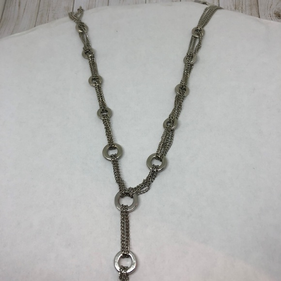 Y Necklace Silvertone  Rhinestone Bijoux Terner - Picture 4 of 4